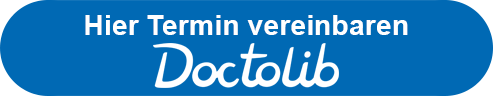 Klickbarer Button mit Logo des Online-Terminanbieters Doctolib und der Aufschrift "Hier Termin vereinbaren".